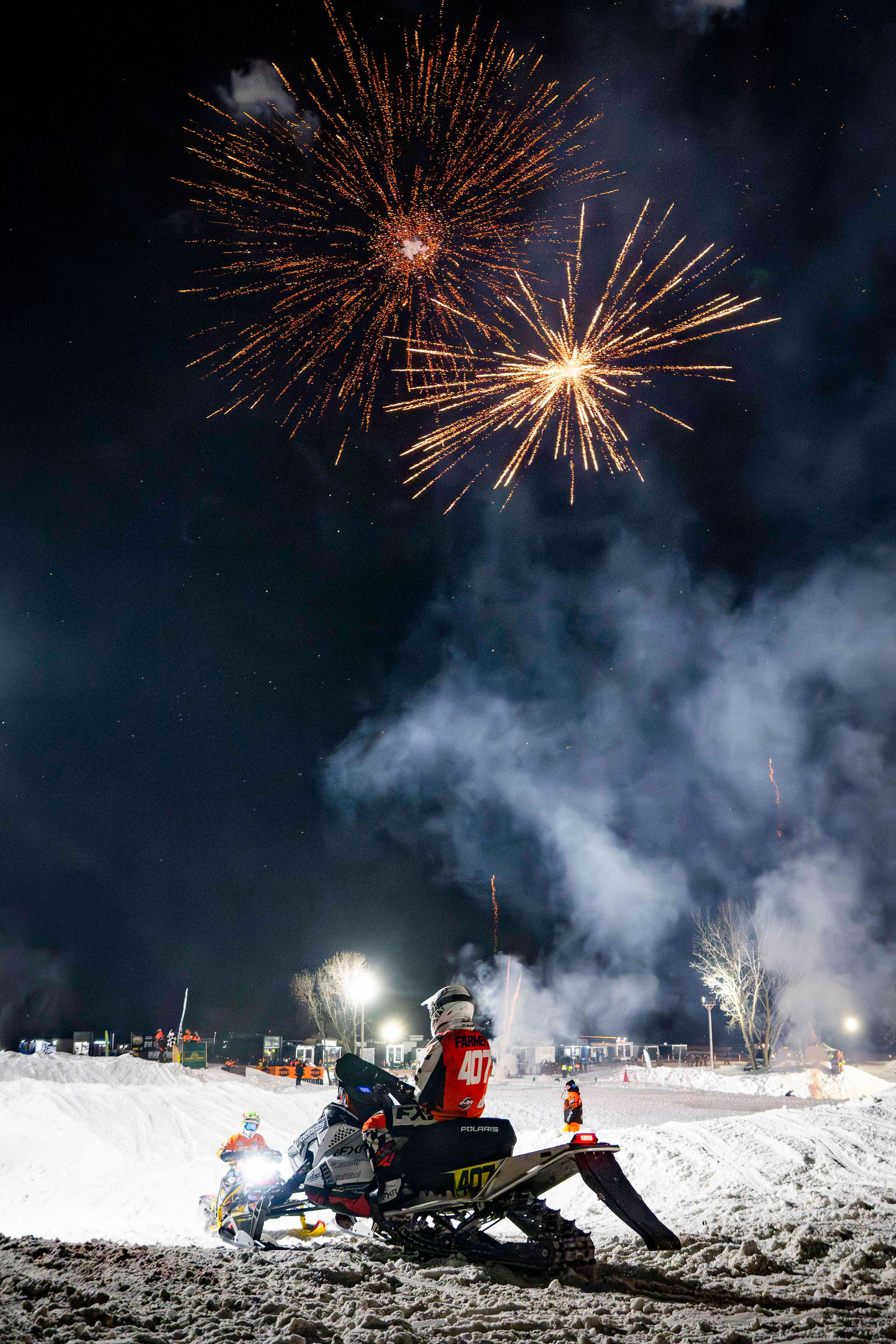 Fireworks over the Hartford Snocross track